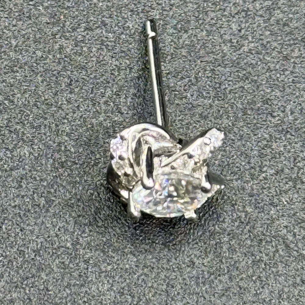 Elegant Silver Stud Moissanite Earrings - Picture 5 of 10